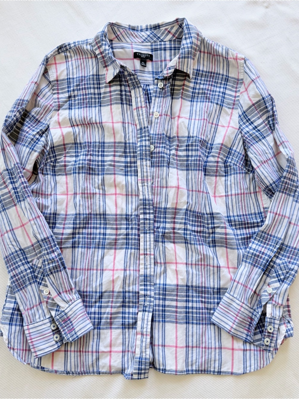 Talbots Petit Womens Shirt Longsleeve Button Plaid Western Travel Casual MP